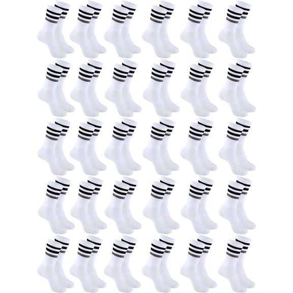 COOPLUS 30 Pairs Women's Crew Socks Lightweight Athletic Casual Running Socks for Women