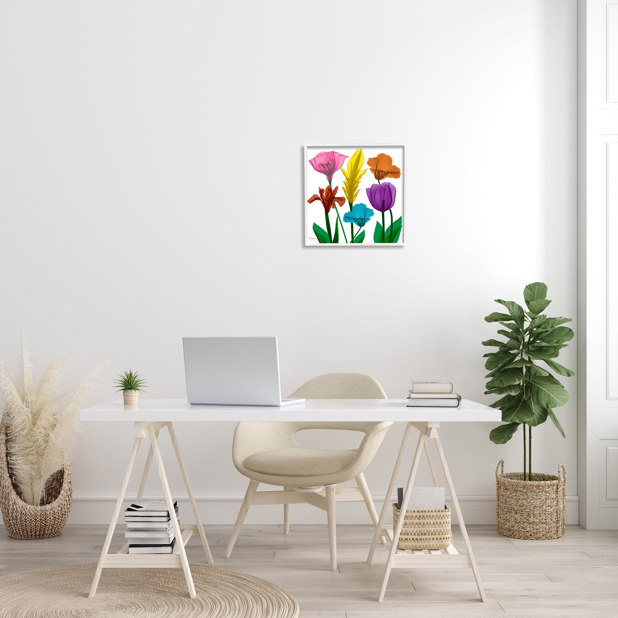 Bold Rainbow Spring Flowers Translucent Floral Photography Botanical & Floral Framed Art Print Wall Art, 17x17