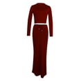 thumbnail image 3 of TYGHBN New Fashionable Women's Solid Color Trousers and Long Sleeves Two Piece Set Bathing Suit with Skirt for Women Coral Semi Formal Dress Long Sequin Gown Women Suits with Long Skirts Womens, 3 of 4