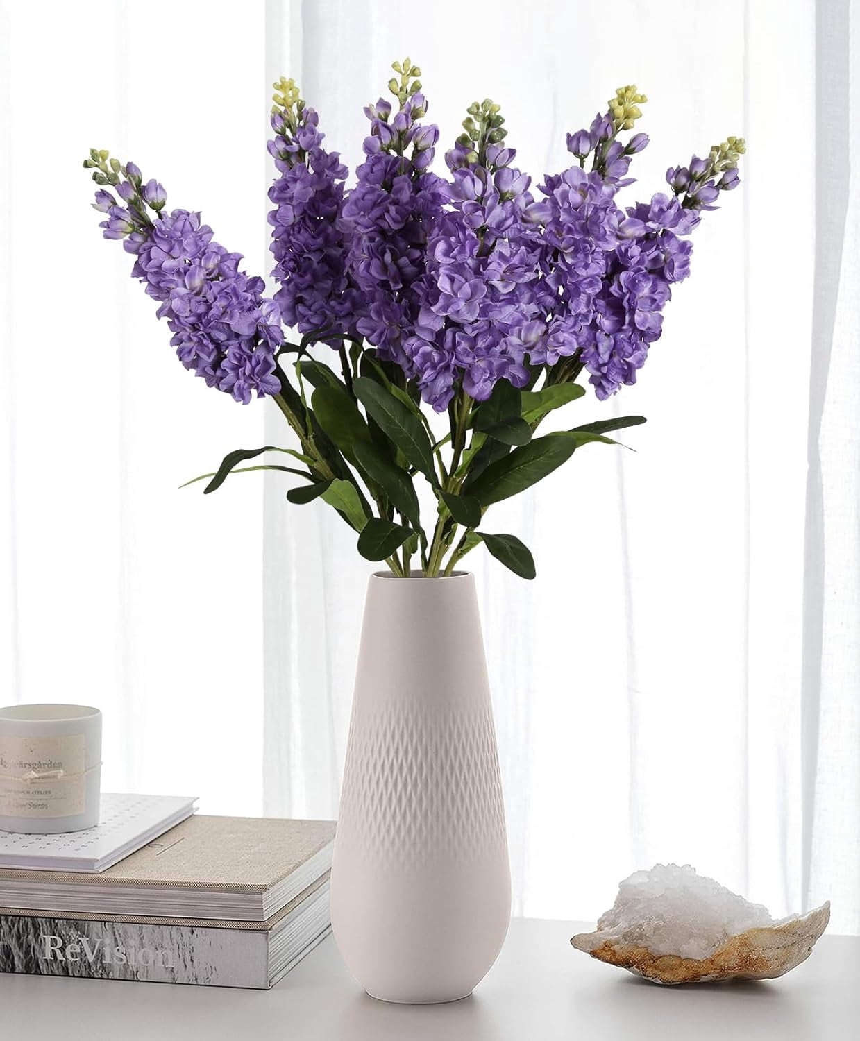 Long Stem Delphinium Artificial Flowers, Snapdragon Fake Flowers Purple Silk Flowers 3.5" Antirrhinum Majus Arrangement Decorations for Tall Vase Home Garden Wedding Decor (Dark Purple)