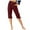 Wine, variant on biudgviw Capri Pants for Women High Waisted Cropped Pants Cuffed Hem Solid Color Straight Leg Summer Linen Pants with Pockets