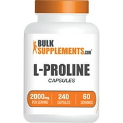 BulkSupplements.com L-Proline Capsules, 2000mg - Supplements for Heart, Skin, & Joint Support (240 Gel Caps- 60 Servings)