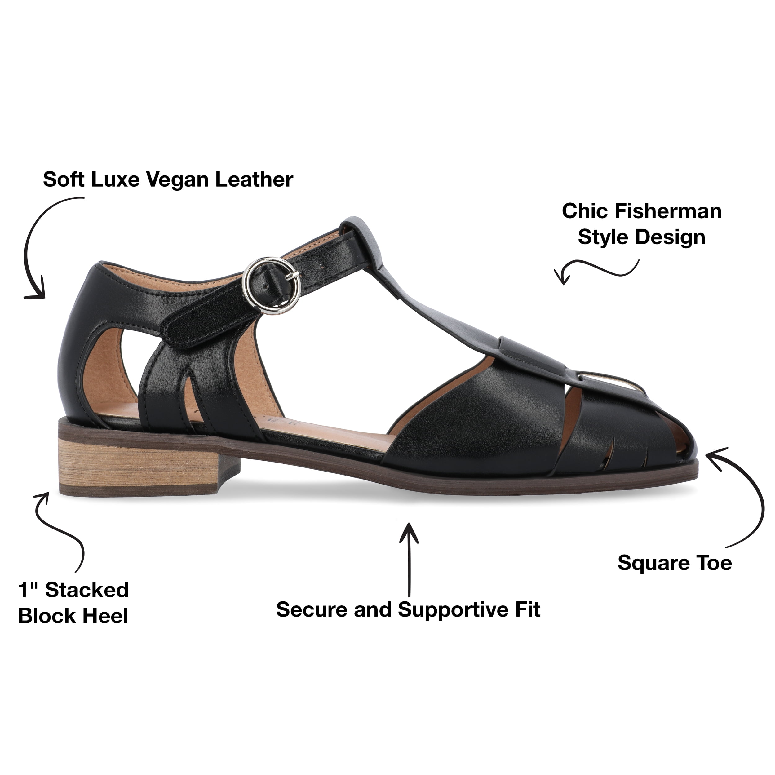 Journee Womens Azzaria Low Block Heel Square Toe Flats