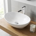 thumbnail image 2 of Kadyn 16Inch White Ceramic Oval Bathroom Sink with Pop-Up Drain Design, Countertop Vessel Wash Basin for Bathroom, Home Office, White, 2 of 8