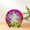 thumbnail image 6 of Honeii Colorful Tie Dye Stained Glass 3 Print Elegant Bone China Decorative Plate, Porcelain Plate,Art Crafts,Ceramic Ornaments for Home Office Wall Decor-7in, 6 of 6