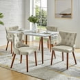thumbnail image 2 of Dining Chairs Set of 4 Fabric Upholstered Wingback Accent Side Chairs Solid Wood Legs Button Tufted Home Kitchen Living Bedroom Ivory, 2 of 8