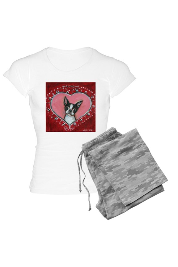 - Boston Terrier Valentine Xoxo Pajamas - Women's Light Pajamas