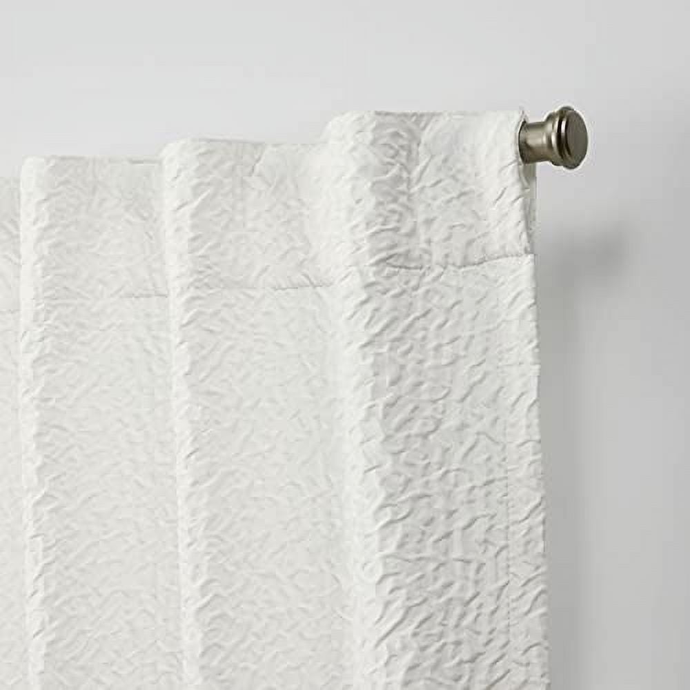 Nicole Miller Textured Matelassé Hidden Tab/Rod Pocket Top Light Filtering Curtain Panel Pair, 50"x108", Snowflake