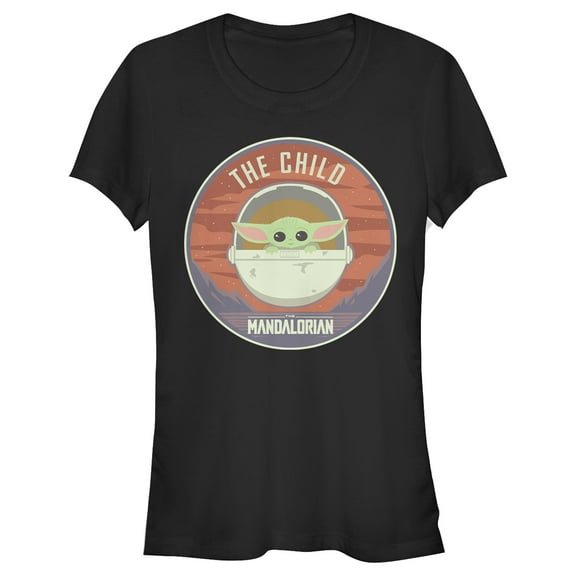 Junior's Star Wars: The Mandalorian The Child Circle Cartoon Art  Graphic Tee Black Small