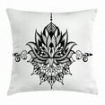 thumbnail image 1 of Black and White Throw Pillow Cushion Cover, Lotus Flower Tattoo Art Doodle Purity Meditation Flourish Illustration, Decorative Square Accent Pillow Case, 24 X 24 Inches, Black White, by Ambesonne, 1 of 2