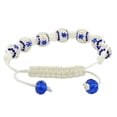 thumbnail image 3 of Blue Black White CZ Cord Macrame Beaded Star of David Israel Flag Bracelet, 3 of 3
