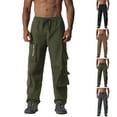 thumbnail image 7 of Chiccall Men's Loose Cargo Pants Casual Outdoor Elastic Waist Drawstring Pants Quick-dry Street Hip Hop Trousers with Multi Pockets, 7 of 7