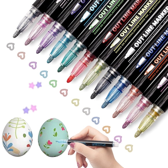 Marcadores de contorno EIRMEON 12 colores brillantes metálicos
