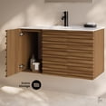 thumbnail image 3 of Cascade 36" Wall-Mounted Bathroom Vanity in Brown Oak with Sink Top, 3 of 9