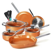 KUTIME 12 Piece Nonstick Cookware Pots and Pans Set, Oven & Dishwasher Safe