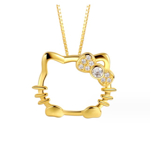 Joyería personalizada, venta al por mayor, joyería de plata de ley 925 con colgante de gato, joyería de hello kitty