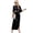 Black, variant on Women's Cutout Split Puff Sleeve Maxi Dress with Flutter Sleeves and Slit Hem 80% Polyester 20% Spandex true to size