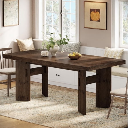 Tribesigns 63-Inch Dining Table for 4-6 People, Solid Wood Kitchen Table for Dining Room, Living Room, Kitchen (Only Table)