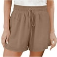 thumbnail image 2 of Edvintorg shorts women plus size clearance Women's Fashion Solid Color Casual Wide Leg Loose High Waist Lace-Up Shorts Pants Brown M, 2 of 6