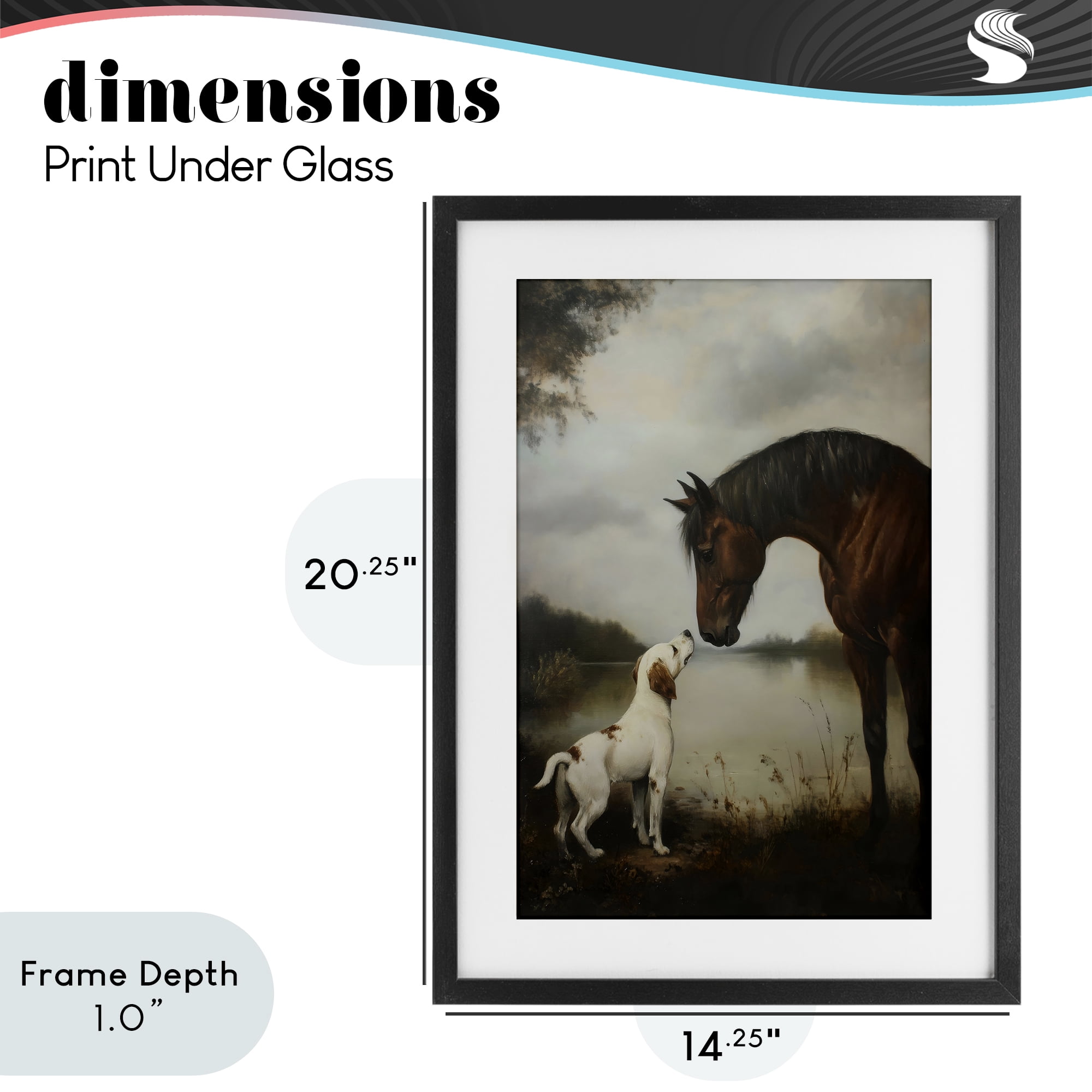 Stupell Industries Hound & Horse Companions Black Framed Print Under Glass, design by Petal Prints Design
