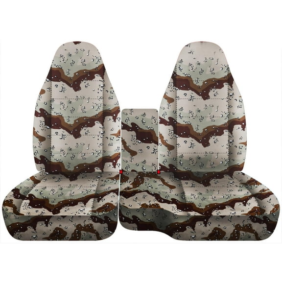 Fits 1997-2000 Ford F-150 Camo Seat Covers 40/60 Bench Molded Headrests 1 Cup Holder:Desert