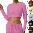thumbnail image 2 of ShiShine Long Sleeve Crop Tops for Women Workout Athletic Gym Shirts Crew Neck Cropped Sweatshirts, 2 of 6