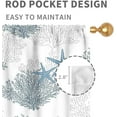 thumbnail image 4 of Nautcial Starifish Window Curtains, Beach Theme Coastal Seashell Starfish Blue Coral Rod Pocket Drapes for Bedroom Living Room Kids Room Bathroom Kitchen Window Treatments 2 Panel Sets, 52"x84" Inch, 4 of 5