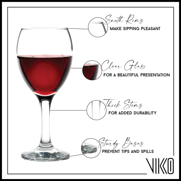 Vikko dcor Wine Glasses,14 oz Fancy Wine Glasses with Stem for Red and White Wine, Thick and Durable Wine Glass, Dishwasher Safe, Great for Wine