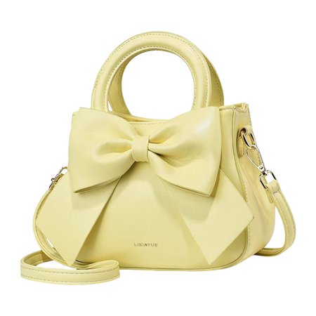 Stylago Fashion Crossbody Purses with Bow Leather Mini Shoulder Bags Detachable Strap Travel Stylish Cellphone Zipper Wallet Yellow