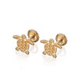 thumbnail image 1 of GIALLO | Aretes de oro 14K broquel Tortuga de mar oro blanco y amarillo GIALLO Para bebés, niñas y mujeres, 1 of 5