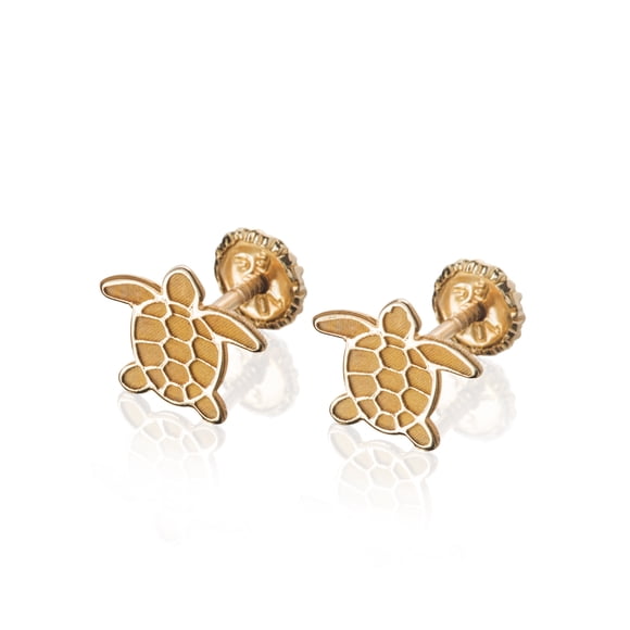 GIALLO | Aretes de oro 14K broquel Tortuga de mar oro blanco y amarillo GIALLO Para bebés, niñas y mujeres