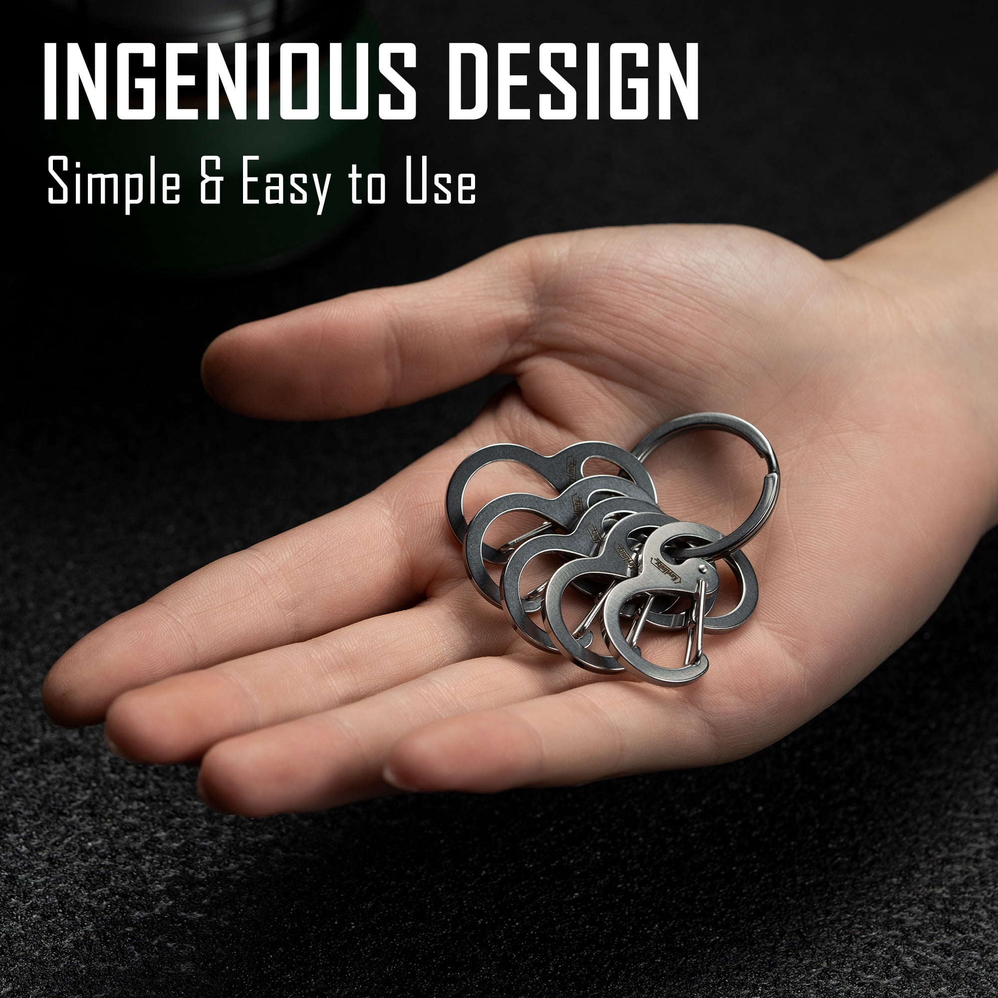 Key Unity Key Chain, KS05 Stainless Steel Carabiner Sets Mini Clips for Keys, Flashlight and Whistles