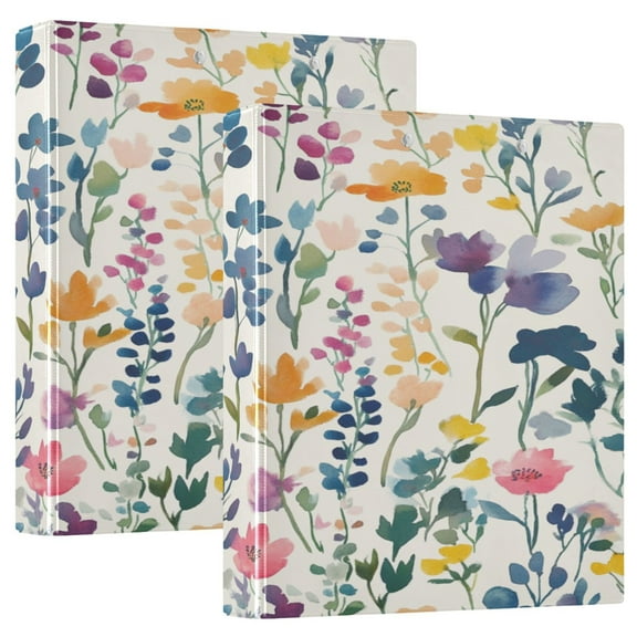 WOBOGO Colorful Abstract Flower File Folders Extra Large Capacity to Hold 200 Sheets of Documents Hard Shell Ring Binder for School Home Office