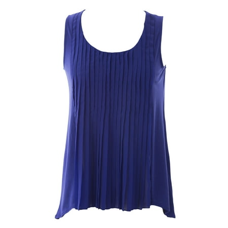 Petite Silk Mandarin Collar Shirt - August Silk Women's Petite Pleat Front Sleeveless Blouse