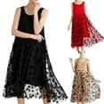 thumbnail image 3 of Women's Mesh Floral Vest Dress Summer Evening Wear Elegant and Sweet Sleeveless Scoop Neck Floral Long Dress-c-XXL, 3 of 7