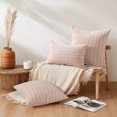 thumbnail image 5 of XWZO 20x20 inch Chenille Pillow Covers 2 Pieces Set, Square Fluffy Boho Striped Decorative Cushion Covers for Couch/Sofa/Bed, Pink-Striped (NO PILLOW INSERT), 5 of 8