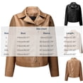 thumbnail image 2 of Levmjia Women's Casual Solid Lapel Zip-Up Leather Jacket Short Long Sleeve with Pockets Fashion Motorcycle Biker Coat Vintage Slim Fit Outerwear, 2 of 4