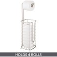 thumbnail image 3 of Support et Distributeur de Papier Toilette en Métal Autoportant, avec Rangement pour 3 Rouleaux de Papier Toilette de Rechange Tout en Distribuant 1 Rouleau pour Salles de Bains/salles à Poudres - Contient des Méga Rouleaux - Satin, 3 of 5