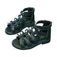 thumbnail image 2 of Piuwrlz Versatile Gladiator Sandals Sandals for Little Girls Peep Toe Shoes Zip-Up Gladiator Sandals Black Size 4 Years, 2 of 3