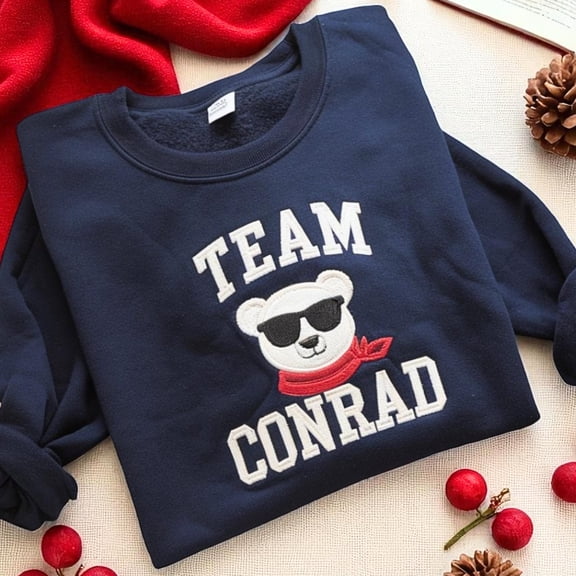 Team Conrad Embroidered Sweatshirt: Junior Mint Bear, Cousins Beach