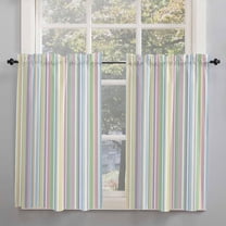 Colorful Striped Kitchen Curtains 54 Inches Long, Modern Abstract Multi-color Striped Rod Pocket Window Curtains Panels for Bedroom/Bathroom/Nursery, Light Filtering Treatment Curtains Drapes 42"x54"