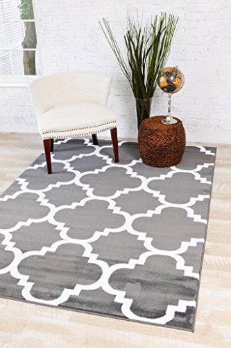 FREE SHIPPING RUG CHARCOAL CARPET 3028 CHARCOAL MOROCCAN TRELLIS AREA RUG LARGE 