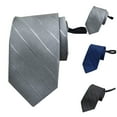 thumbnail image 4 of Clearance under 5 Men's Fashion Business 8cm Formal Solid Color Polyester Silk Lazy Zipper No Knot Tie Blue, 4 of 4