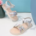 thumbnail image 4 of TOWED22 Little Girls Leather Flat Sandals Open-Toe Princess Shoes for Girls Floral Lace Pearl Dress Shoes Cute Strappy Sandals Silver,2.5, 4 of 7