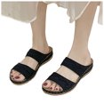 thumbnail image 3 of Bmisegm Ladies Summer Solid Colour Flowers Hollow Breathable Slope with Thick Bottom Large Size Sandals Slippers Summer Black 8.5, 3 of 9