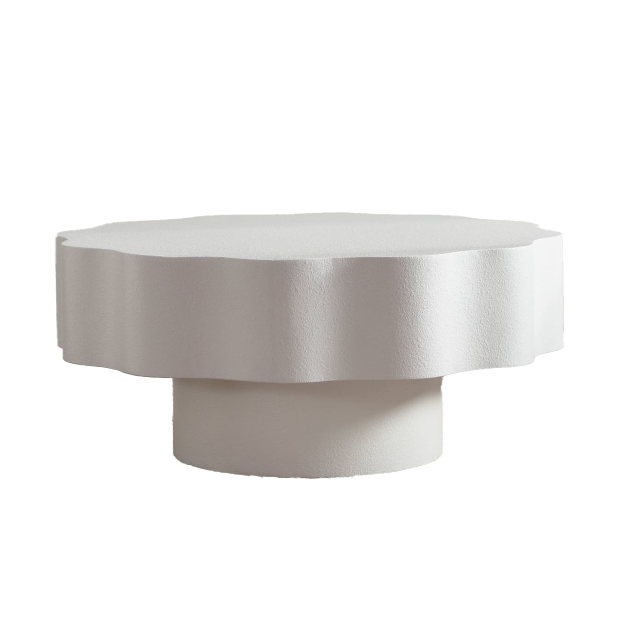 Noble House Rostin 31.5" Scalloped Coffee Table, Modern Wave-Edge Round Accent Table for Stylish Spaces, Cream White