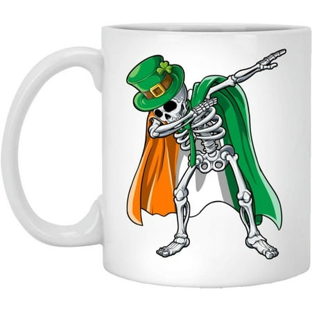 

Novelty St Patricks Day Mug - Dabbing Skeleton St Patricks Day Boys Leprechaun Skeleton Irish Flag Coffee Mug - Patricks Day Gifts 11 Oz