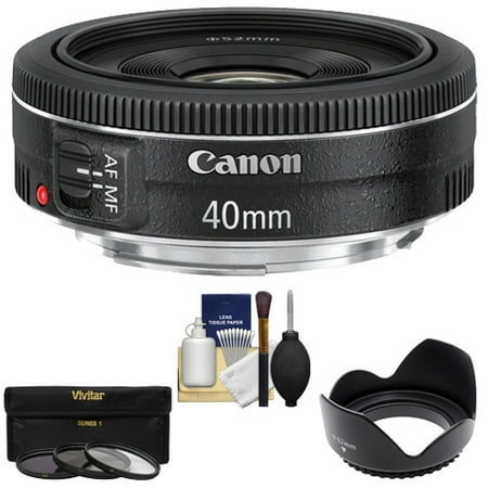 Canon EF 40mm f/2.8 STM Pancake Lens with 3 (UV/CPL/ND8) Filters + Hood + Cleaning Kit for EOS 6D, 70D, 5D Mark II III, Rebel T3, T3i, T4i, T5, T5i, SL1 DSLR