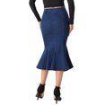 thumbnail image 3 of Falda de cola de pez INSPIRE CHIC para mujer, falda maxi de mezclilla desgastada en negro y azul, 3 of 6