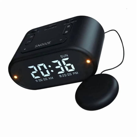 Rechargeable Vibrating Alarm Clock Shake Wake Feature Clear LCD Digital Display Multiple Alarms USB Charging Bedroom Use